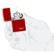 Zippo Metallic Red Matte Zippo Logo Pocket Lighter