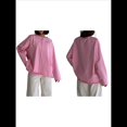 thumbnail image 3 of Camisetas de Larga Extragrandes para Mujer, Camisetas Básicas de Cuello Redondo, Tops de Otoño, Ropa Informal de Entrenamiento Y2K. Rosa M, 3 of 10