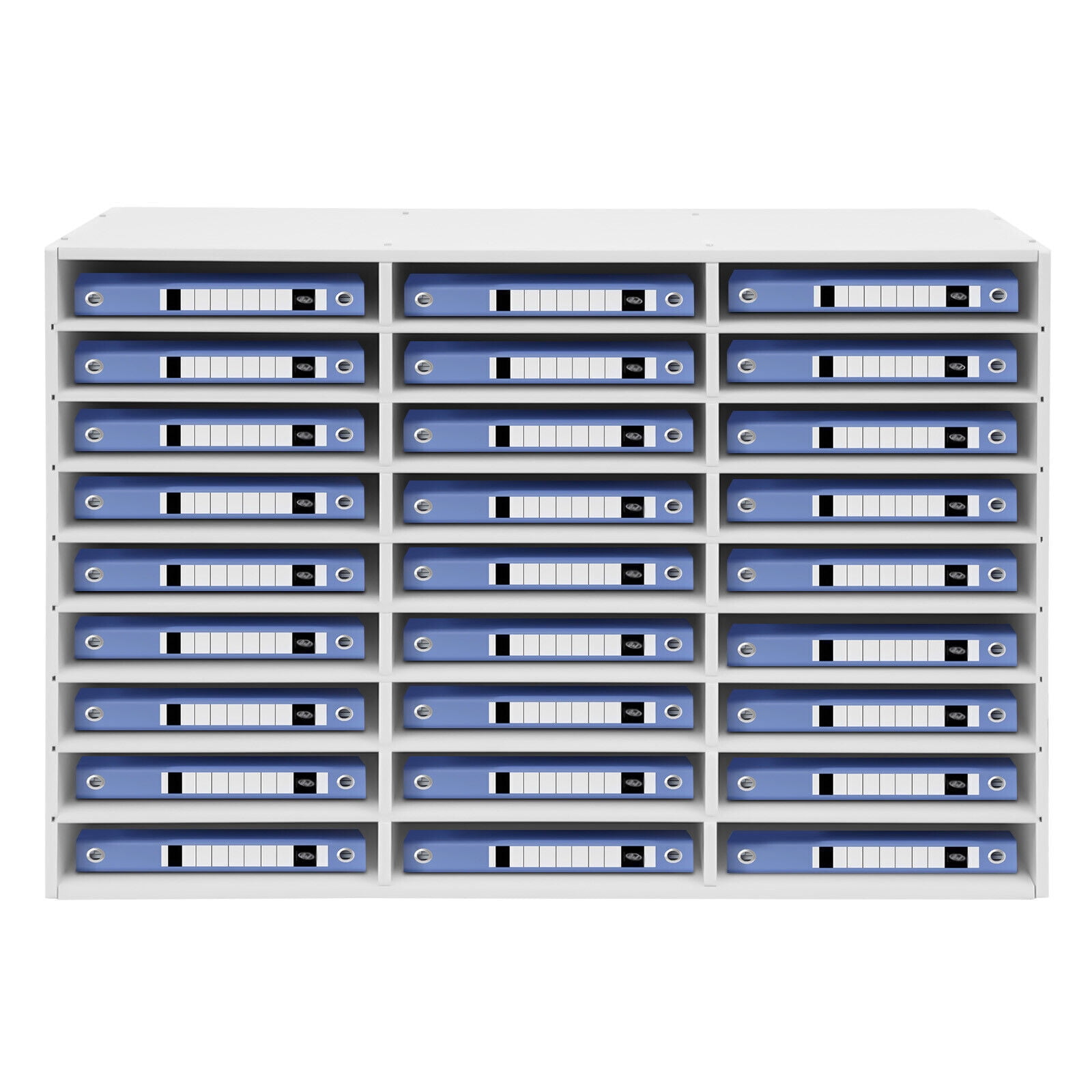 Literature Organizer, 27 Compartments Paper Storage Cabinet Mail Organizer, 31.5 X 12 X 21.69 Inch Desktop File Sorter Mail Center Mailbox School Classroom Keepers for Home&Office, White