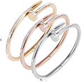 thumbnail image 1 of 3 PCS. Stainless Steel Nail Bangle with Pure Cubic Zirconia Unisex., 1 of 1