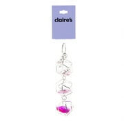 Claire's Teen Girls Back to School Caged Pink Heart Crystals on Metal Keychain, Small