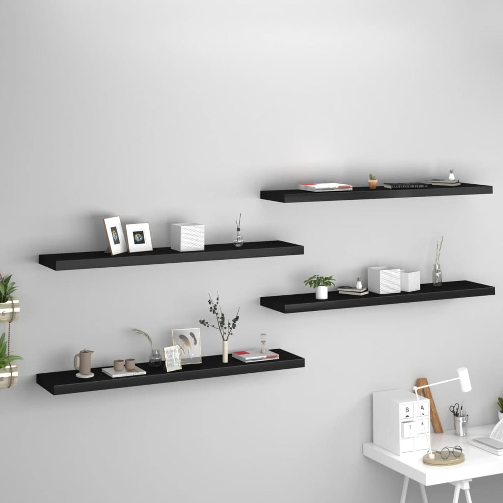 Details about   Wall Mount Shelf Set Of 4 Floating Display Home Decor White Shelves Furniture 