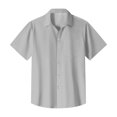 thumbnail image 4 of Men's Vacation Shirts Short Sleeve Solid Color Buttons Shirt Regular Fit Summer Casual Dress Shirts, L, 4 of 5