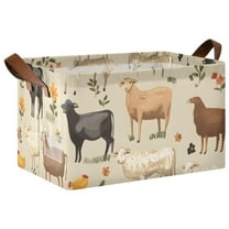 Ryvnso Farm Animals Sheeps Storage Bins Large Basket Foldable Cube Toys Organizer with Handles 1 PC