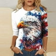 thumbnail image 2 of NSLGXD Independence Day Shirts for Women Plus Size Patriotic Red White and Blue Print T shirts Loose Fit 3/4 Sleeve Tees Memorial Day Gifts Round Neck Blouses Tops S-5XL, 2 of 6