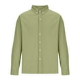 thumbnail image 4 of BiZtdJrK Men's Oxford Shirt Solid Casual Button Down Shirts Regular Fit Long Sleeve Dress Shirts Basic Solid Lapel Tops, Army Green, S, 4 of 6