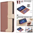 thumbnail image 4 of Premium RFID Blocking Wallet Case for Xiaomi POCO X7 Pro 5G with 3 Card Slots & Stand Brown, 4 of 5