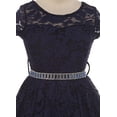 thumbnail image 2 of Little Girls Illusion Lace Top Stone Belt Flowers Girls Dresses Navy 4 (J19KS88), 2 of 3