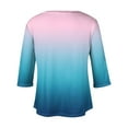 thumbnail image 5 of Women's Summer Clothes Spring Elegant Shirts Dressy Casual Tops for Lady V Neck Blouse Gradient Color Fashion 2024 Long Sleeve Loose Fit Flowy Tunic Tops Vintage Blue T Shirts XXL, 5 of 5