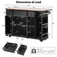 thumbnail image 6 of 53'' Farmhouse Kitchen Island with Two Tempered Glass Cabinet Doors, Kitchen Rolling Island with Power Outlet 5 Open Side Racks and 3 Drawers,Mobile Island Table for Kitchen, Dining Room,Black, 6 of 7