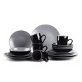 thumbnail image 1 of HomeVss Stoneware Two-Tone Colors Life 16pc Dinner Set, Outside Shiny Black + Insdie Matte Glaze Light Grey, 1 of 12