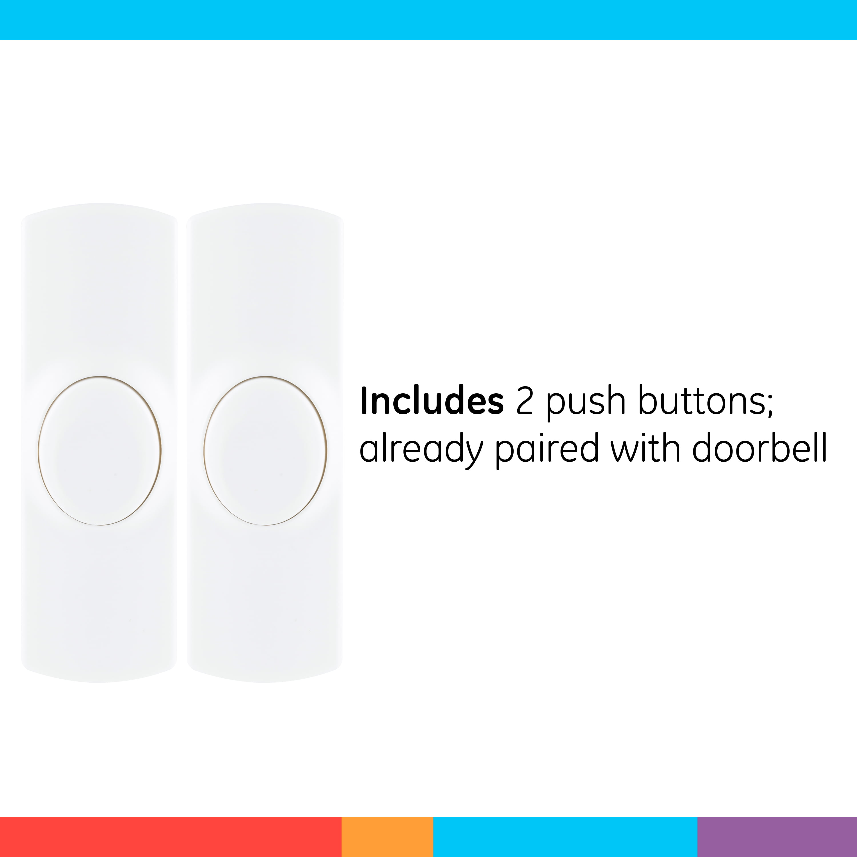 GE Wireless Doorbell Kit, Plug-in Receiver, 2 Push Buttons, White, 19300,
