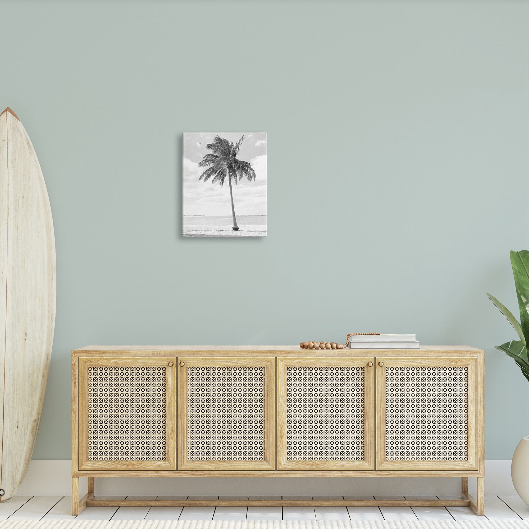 Stupell Industries Single Palm Tree Monochrome Tropical Beach Plant Photograph Gallery Wrapped Canvas Print Wall Art, Design by Graffitee Studios