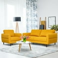 thumbnail image 4 of Gymax 2 Pieces Living Room Sofa Set Modern Fabric Sofa Couch & Accent Chair Set Yellow, 4 of 10