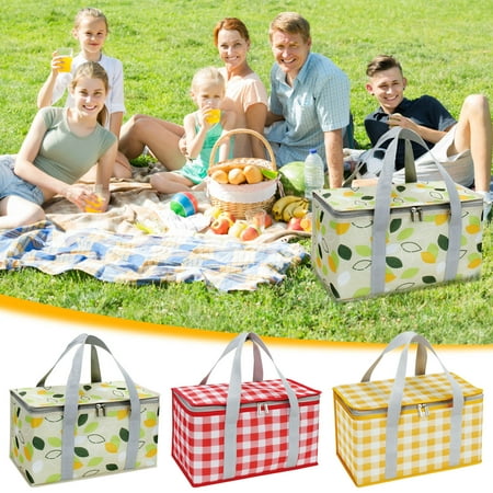 

Wanfds Insulated Picnic Bag Cooler Reusable Beach Bag Cooler Bags with Zippered Top - Insulated Bag for Hot or Cold Picnic Basket Collapsible Picnic Beach Outdoor(Green)