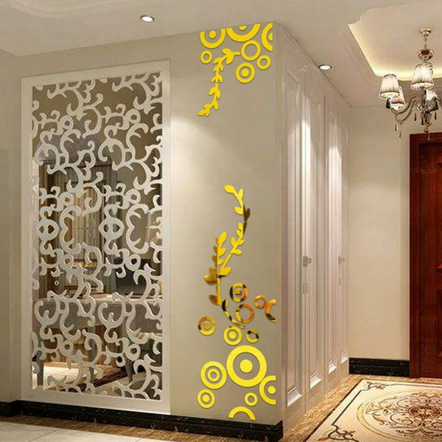 JJKBVCLO Creative Circle Ring Acrylic Mirror Wall Stickers 3D Home Room Decor Decals GD