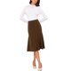 thumbnail image 2 of Faldas acampanadas de cintura alta INSPIRE CHIC para mujeres, falda midi de color sólido de negocios casual de los años 1950, marrón, 2 of 6