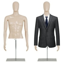 Male Mannequin Torso Dress Form Sewing Manikin 42-59 Inch Height Adjustable Dress Model Mannequin Display Head Dress Mannequin Clothing Form Metal Base Stand