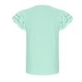 thumbnail image 6 of SERTG Girls Solid Color Short Lace Sleeve Top Shirt Spring Summer Casual Round Neck Blouse Everyday Wear for Kids(Green#3,4 Years), 6 of 8