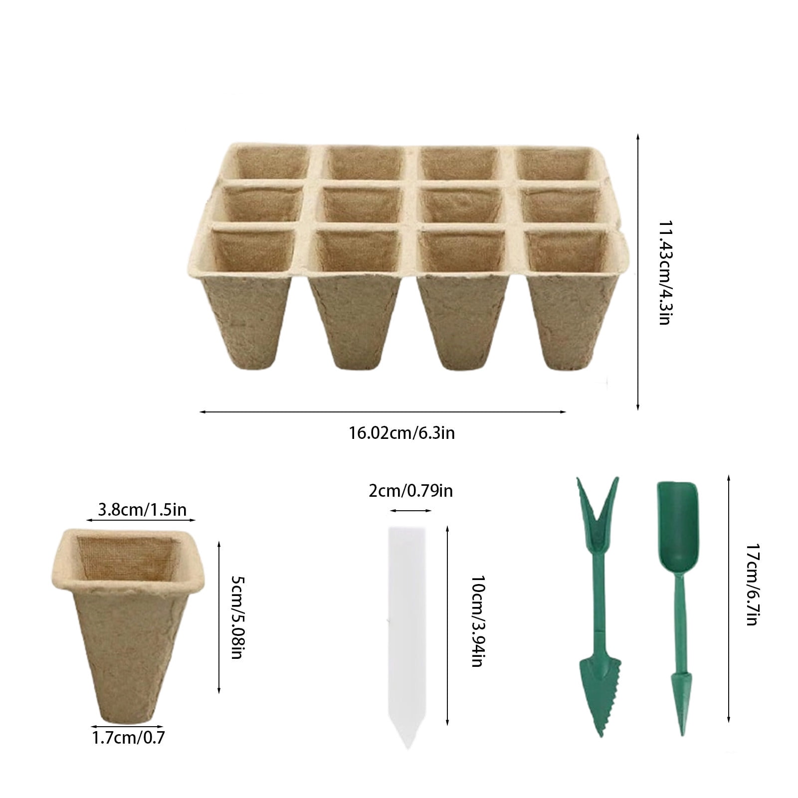 Naittoop 5 Trays Starter Pots with 60 Labels and 2 Tools,Organic Planting Peat Pots for Indoor Garden ling,100% Eco-Friendly and Biodegradable for Germination,60 Cells