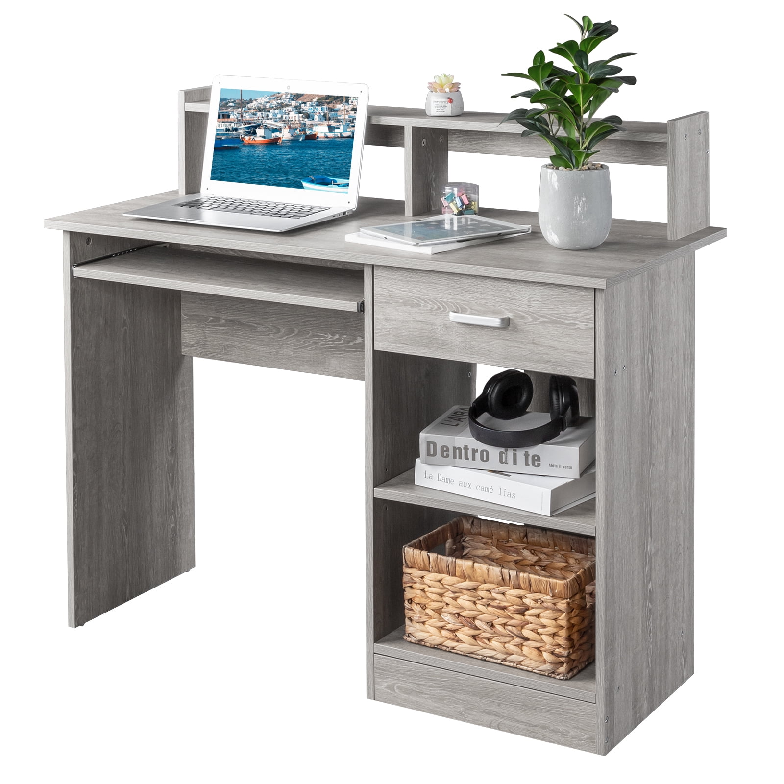 Winado Computer Desk Home Office Workstation Laptop Study Table w/Drawer Keyboard Tray, Gray
