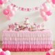 thumbnail image 1 of Falda de mesa rosa, mantel con volantes para mesa rectangular, 6 pies, fiesta de cumpleaños, fiesta de cumpleaños, unicornio, decoración de mesa rosa degradado para el hogar, 1 of 5