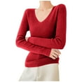 thumbnail image 5 of yillto Lightweight Sweaters for Womens Soft Knit Long Sleeve V Neck Sweater Fall Slim Fashion Outfits, 5 of 7