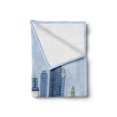 thumbnail image 2 of Seattle Skyline Soft Flannel Fleece Throw Blanket, Doodle Urban Setting in Washington Blue Toned Illustration, Cozy Plush for Indoor and Outdoor Use, 70" x 90", Azure Blue and Pale Blue, by Ambesonne, 2 of 6