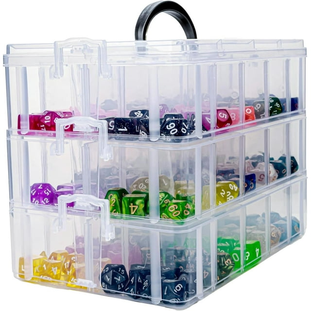 Dice Storage Box with Removable Dividers Polyhedral Dice Plastic Organizer Holding Up To Dices Craft Bead Compartment Container for Sewing Jewelry Art DIY