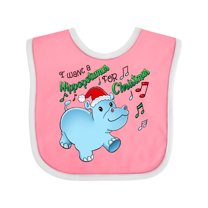 Inktastic I Want a Hippopotamus for Christmas Hippo in Santa Hat Boys or Girls Baby Bib