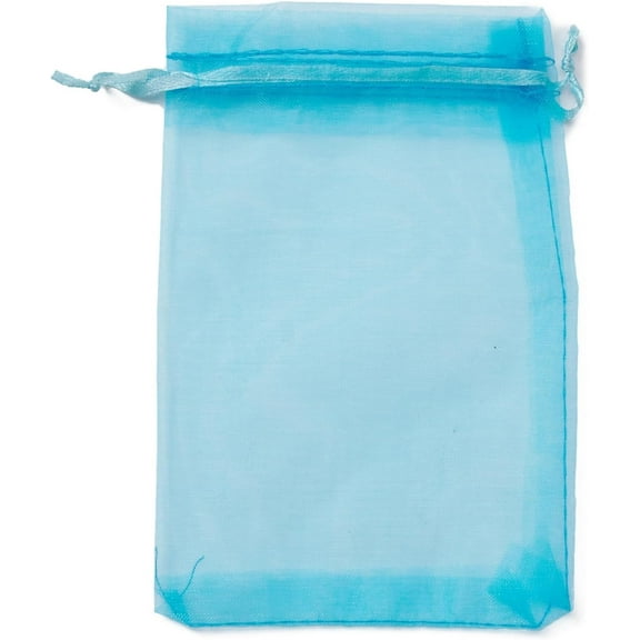 10 pc Organza Gift Bags with Drawstring Wedding Party Christmas Favor Gift Bags Organza Pouches for Potpourri Deep Sky Blue 15x10cm