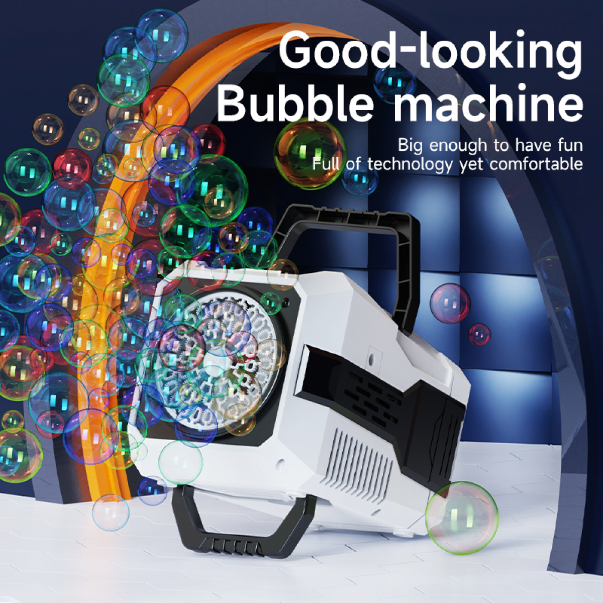 Automatic Bubbles Machine for Kids, 40 Hole Portable Bubble Maker Blowers with Lights for Outdoor Parties & Christmas Birthday Gifts(Black)