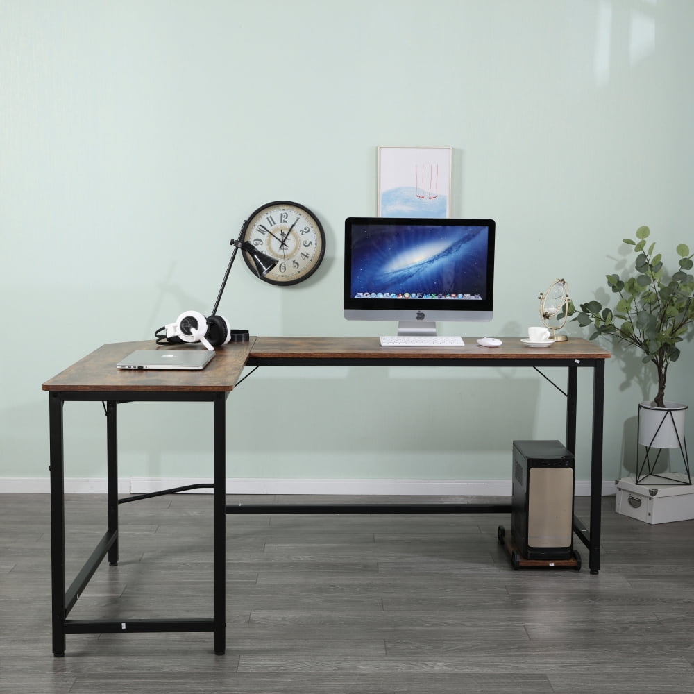 L-Shaped Corner Desk Modern Fashion Home Office Workstations Computer Gaming Table Black