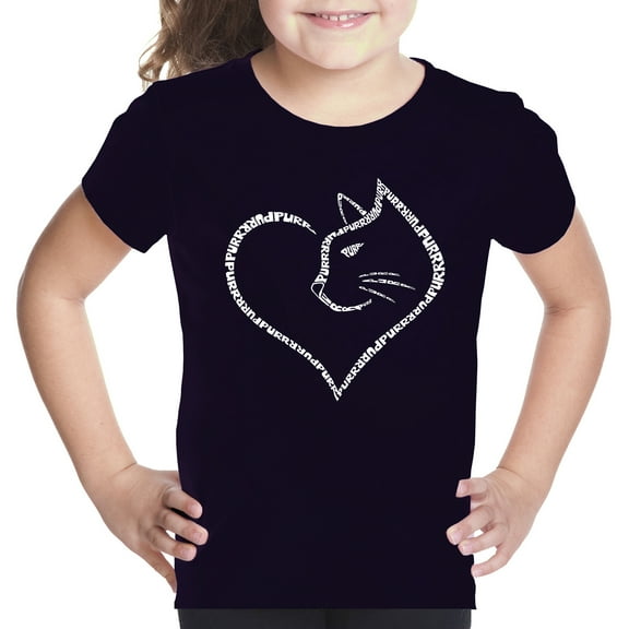 Cat Heart - Girl's Word Art T-Shirt