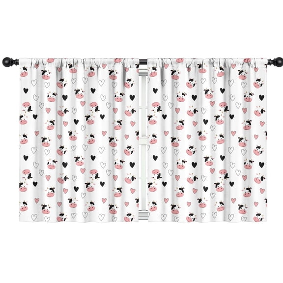 Blackout Kids Curtains,White Cow Heart Pattern Childrens Insulated Curtains Set Of 2,Bedroom Essentials,Toddler Room Decor 42x54in(106x137cm)