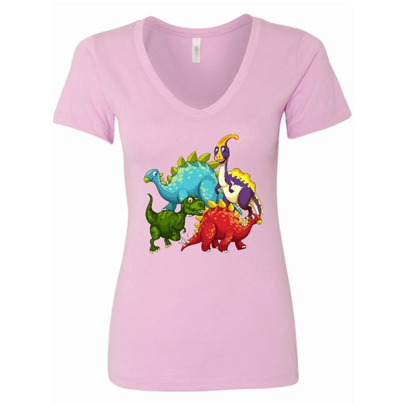 Inktastic Cute Dinosaurs Women's V-Neck T-Shirt