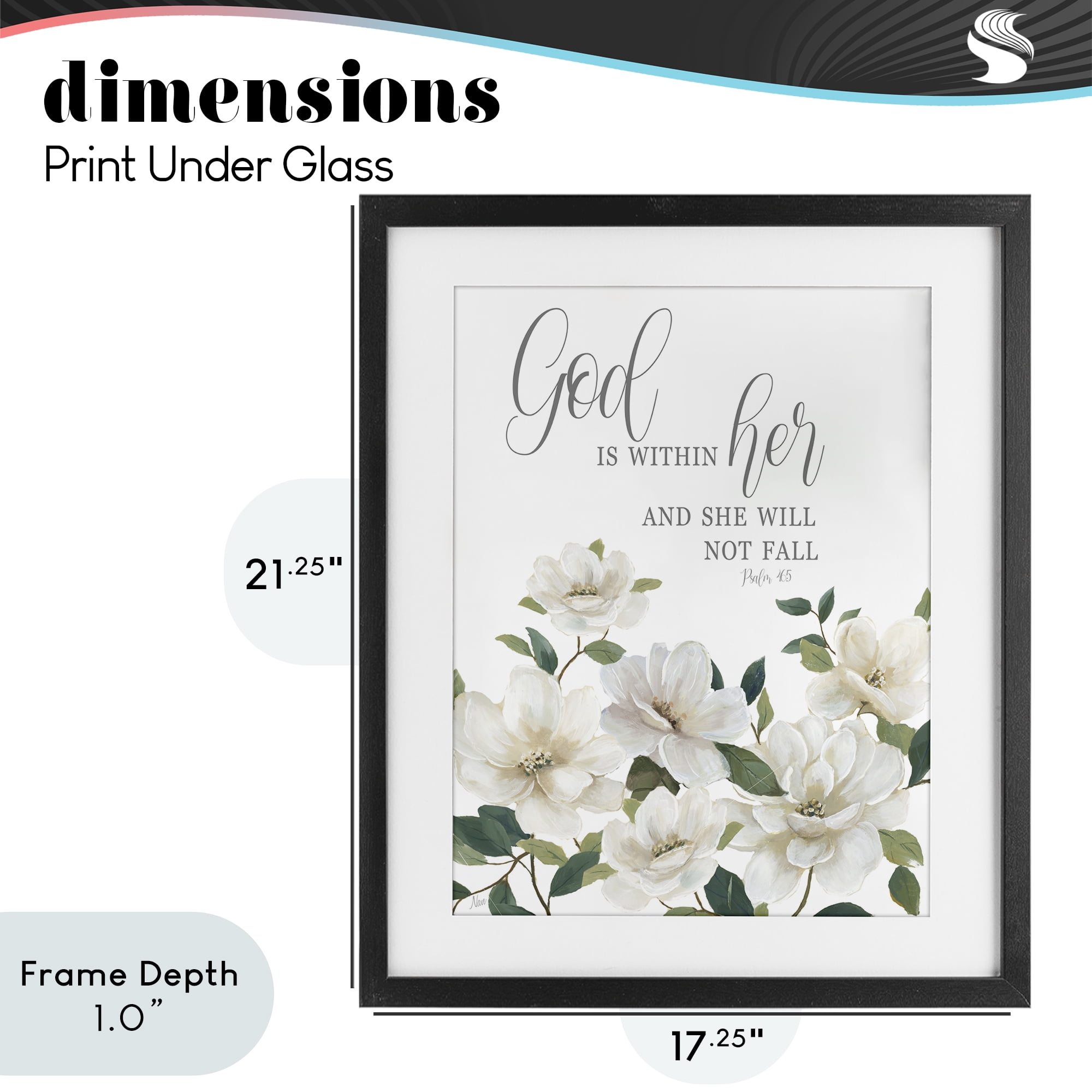 Stupell Industries God Is Within Her Black Framed Print Under Glass, design by Nan