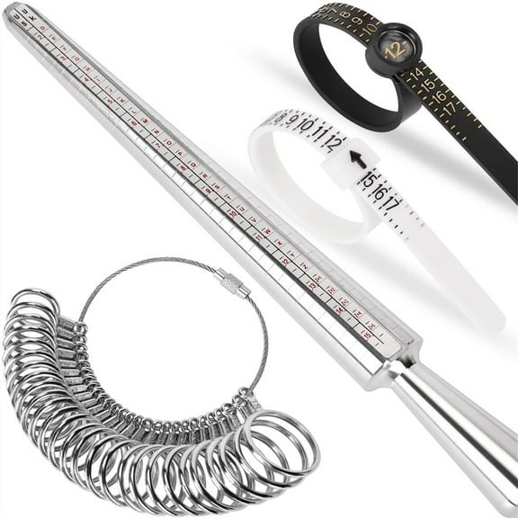 Ring Sizer Measuring Tool Kit Ring Sizing Kit with Ring Size 0-13 Metal Ring Mandrel Measurer Finger Size 1-17 Ring Sizers Stick for Men Women Ring Measurement