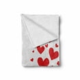 thumbnail image 2 of Kiss Soft Flannel Fleece Throw Blanket, Girl Black Silhouette Blowing Red Hearts Romance Love Valentines Day Theme, Cozy Plush for Indoor and Outdoor Use, 70" x 90", Black White Red, by Ambesonne, 2 of 6