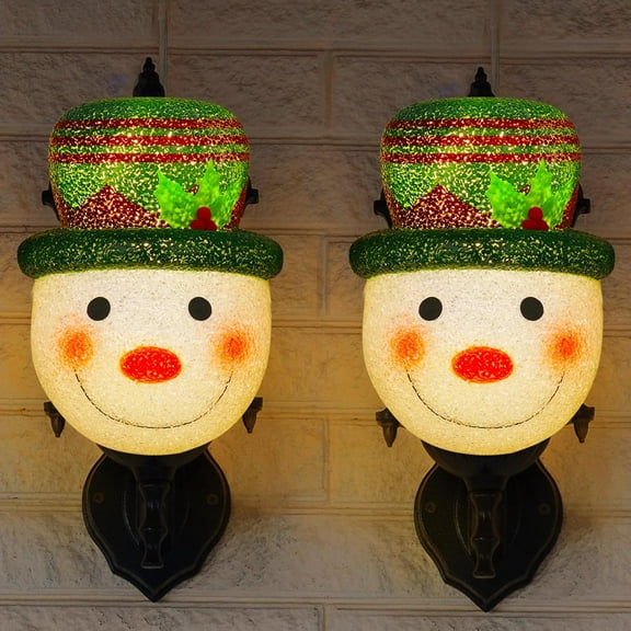 2 Pack Christmas Snowman Porch Light Covers Good Light Transmission Lamp Covers for Christmas Front Yard, Garages, Garden, Porch Lamp Decoration