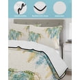 thumbnail image 4 of Quilts Twin-XL Size Bedding Set, Teal Weeping Floral Lightweight Quilted Comforter, Spring Summer Pastoral Flowers Rustic Soft Bedspread Coverlet with Pillow Covers for All Season, 68" x 98", 4 of 7