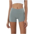 thumbnail image 3 of Womens Yoga Shorts Woman Solid Color Elastic High Waist Lift The Hip Yoga Shorts Slim Pants,Dark Gray M, 3 of 4