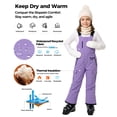 thumbnail image 2 of Wantdo Girls' and Boys' Snow Bibs Waterproof Ski Pants Windproof Snowboarding Bibs Overalls Purple 8, 2 of 11