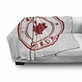 thumbnail image 3 of Canada Soft Flannel Fleece Throw Blanket, Rubber Stmap Print with Canadian Flag Motif Maple Silhouette in a Circle, Cozy Plush for Indoor and Outdoor Use, 50" x 60", Vermilion and White, by Ambesonne, 3 of 6