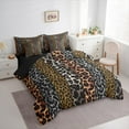 thumbnail image 3 of Manfei Leopard Cheetah Print Bedding Comforter Set 7pcs, Grey Brown Geometric Abstract Queen Bedding Sets, Modern Fashion Reversible Queen Sheet Sets, Super Cozy Room Decor, 3 of 7