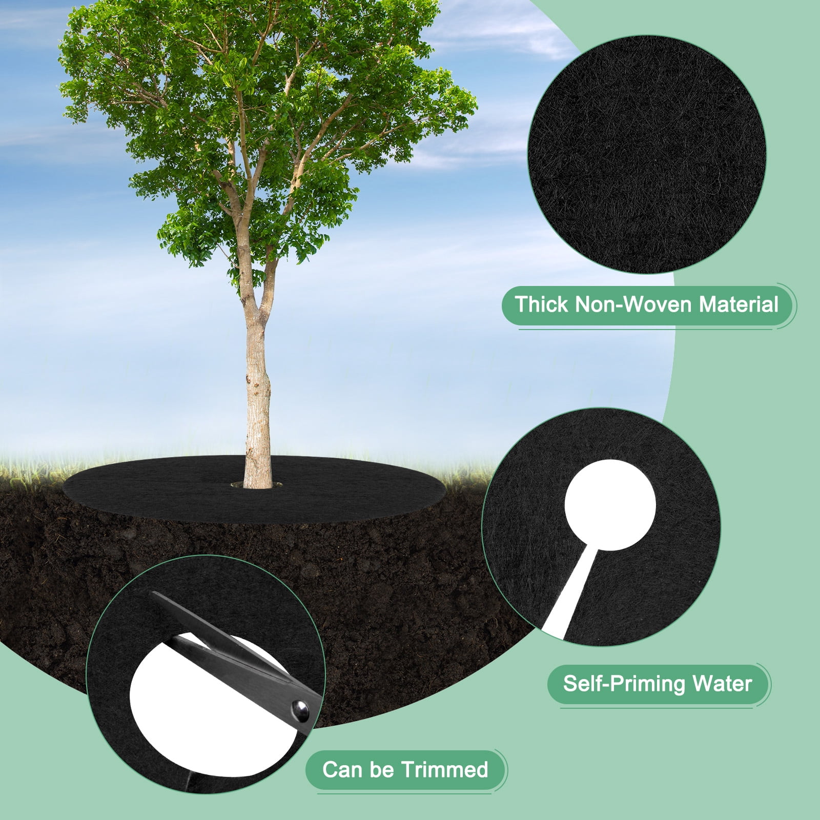 Uxcell 18 Pack Non Woven Tree Cover Rings,20.4 Inch Weed Fabric Cover,Apply To Tree Mulch Ring(Round Black)