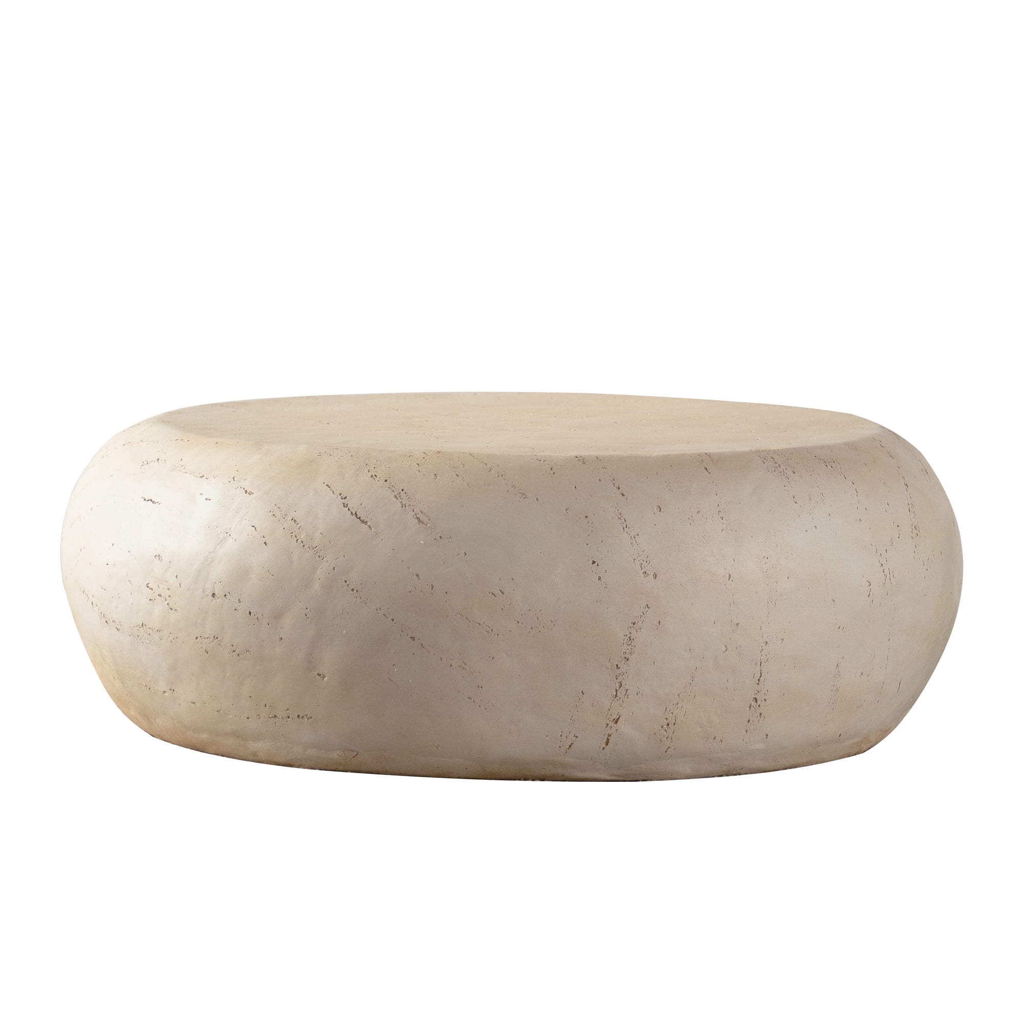 Leumius Mid-Century Round Centre Coffee Table Vintage Faux Stone Sofa Pre-Modern Coffee Tables Beige Coffee Table for Living Room Office Apartment & Outdoor Home Decor