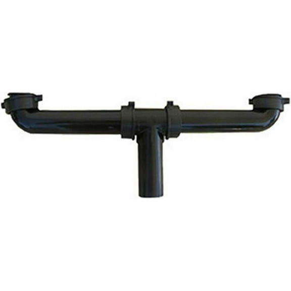 Lasco Fittings Black Plastic Tubular Disposal Drain Assembly - Slip Joint End Outlet Baffle Tee - 1-1/2" X 16"