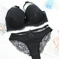 thumbnail image 3 of DONDPO Bras for Women Women's Bra and Panty Sets Lace 2 Piece Bra and Thong Set Underwire Bra Underwear Set Bra and Panty Sets for Women Black 75C, 3 of 3