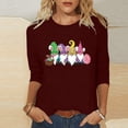 thumbnail image 4 of Hauts pour Femmes Imprimé Col Rond Pâques Imprimé Manches 3/4 T-Shirt Col Rond Chandail, T-Shirts pour Femmes, Hauts de Pâques pour Femmes, Pulls pour Femmes, 4 of 5